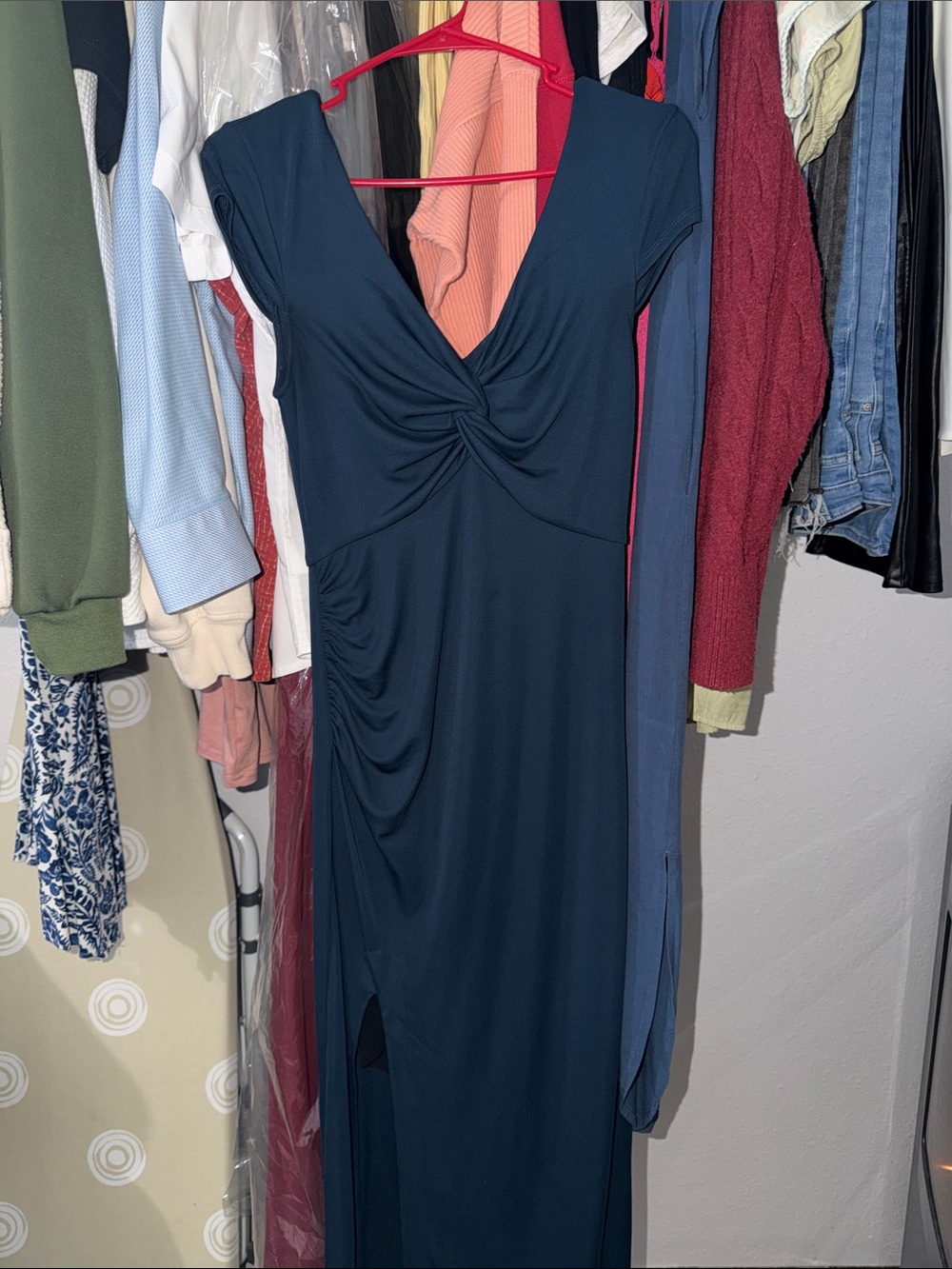 Navy Twist-Front Maxi Dress